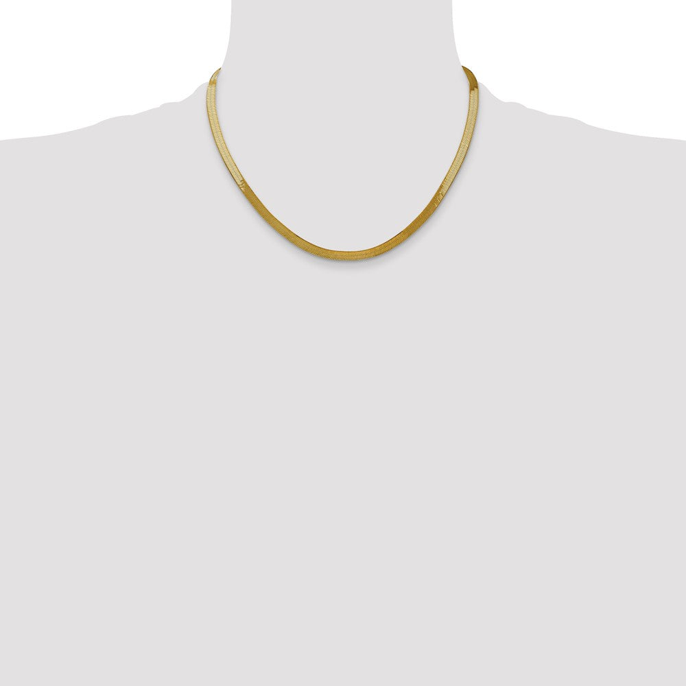 18 Inch 14K Yellow Gold 5mm Silky Herringbone Chain Necklace