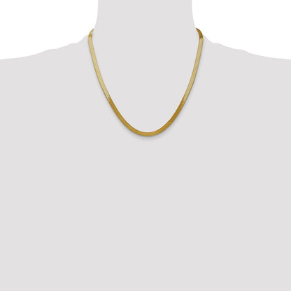 2 Inch 14K Yellow Gold 5mm Silky Herringbone Chain Necklace