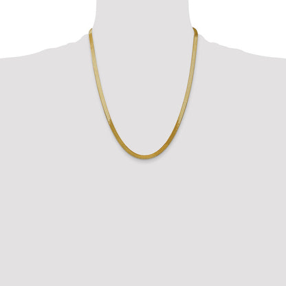 22 Inch 14K Yellow Gold 5mm Silky Herringbone Chain Necklace