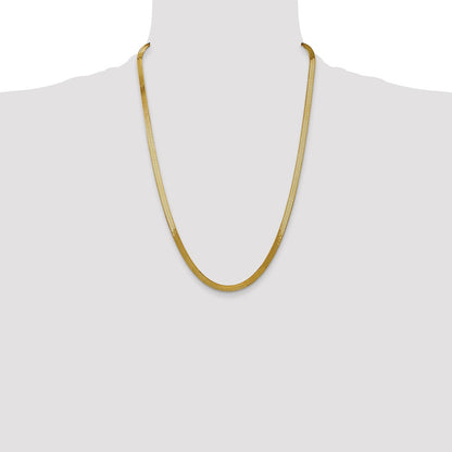 24 Inch 14K Yellow Gold 5mm Silky Herringbone Chain Necklace