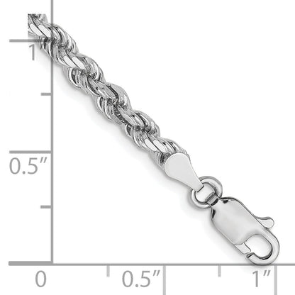 8 Inch 14K White Gold 3.5mm Diamond Cut Rope Chain Bracelet