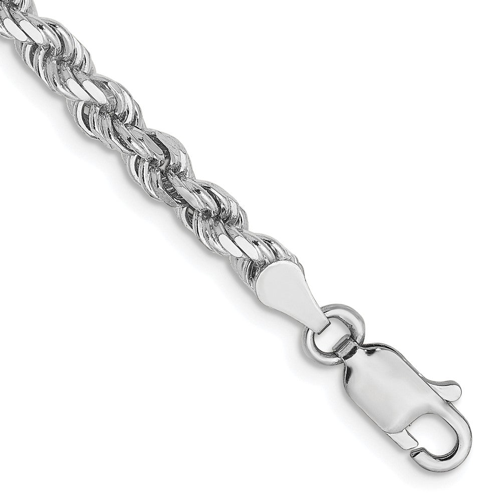 8 Inch 14K White Gold 3.5mm Diamond Cut Rope Chain Bracelet