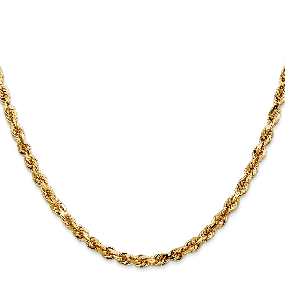 14K Yellow Gold 4mm Diamond Cut Lightweight Rope Chain Necklace