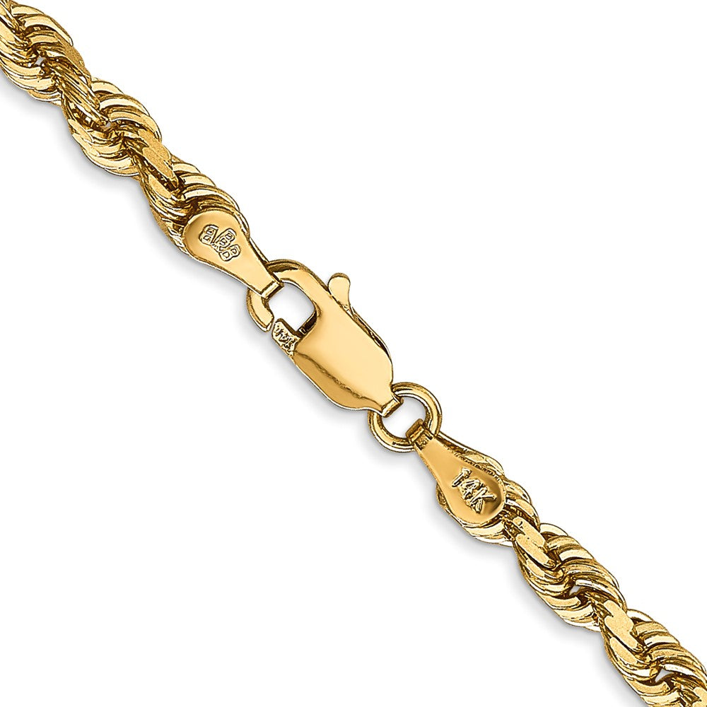 14K Yellow Gold 4mm Diamond Cut Lightweight Rope Chain Necklace