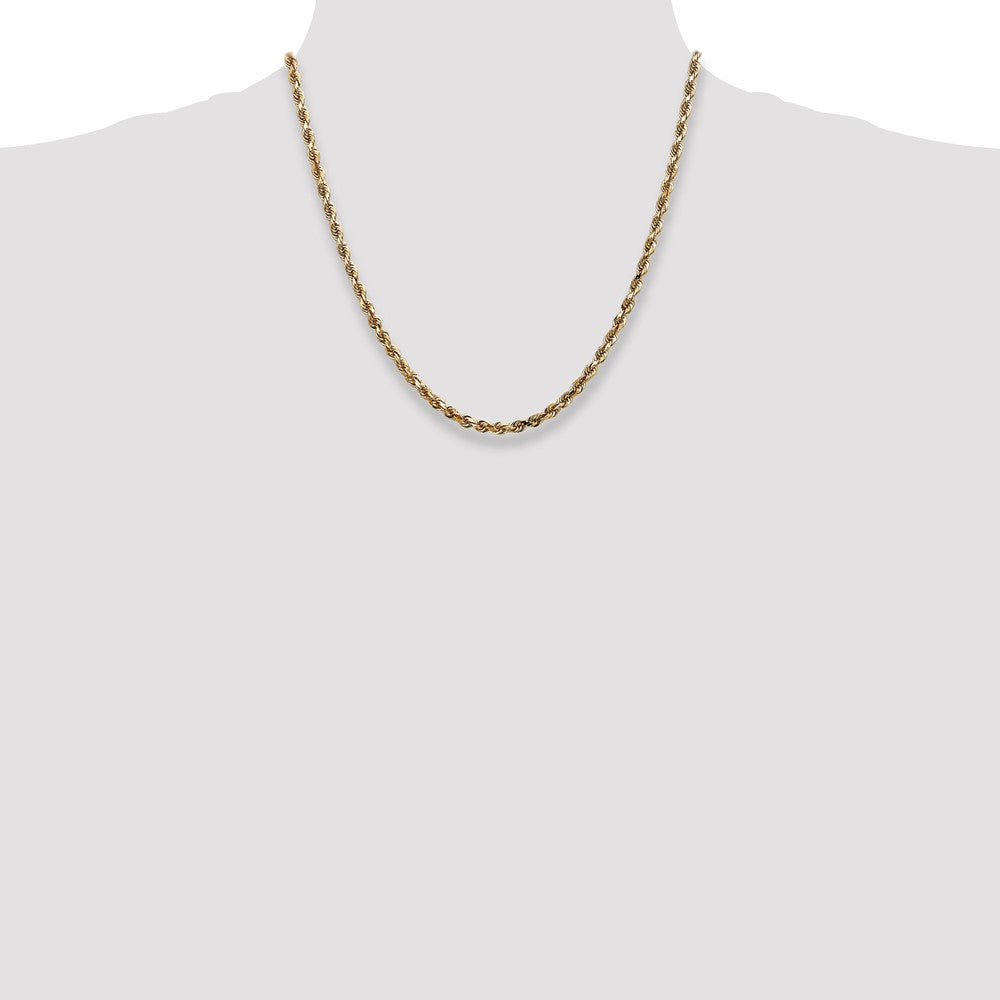14K Yellow Gold 4mm Diamond Cut Lightweight Rope Chain Necklace