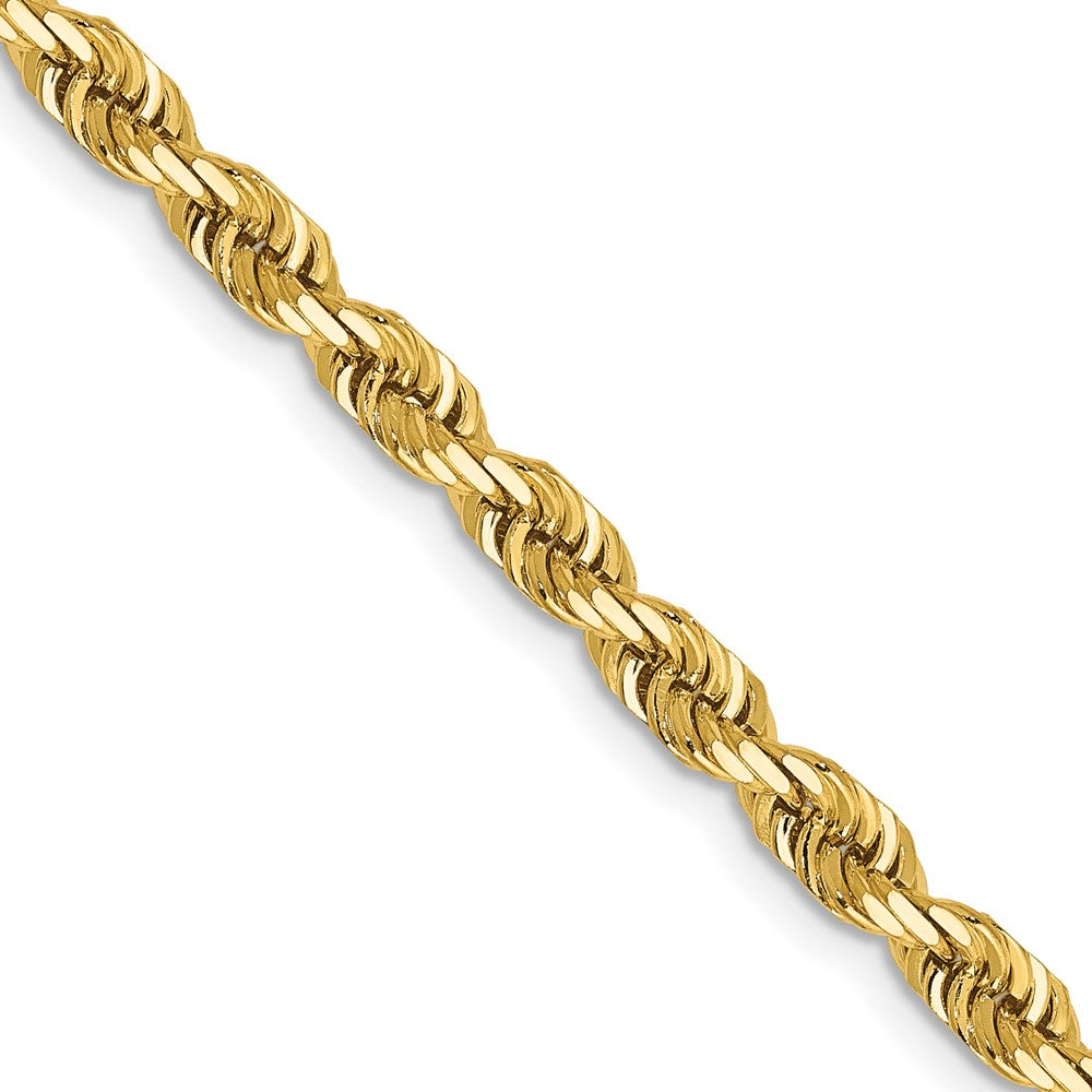 14K Yellow Gold 4mm Diamond Cut Lightweight Rope Chain Necklace