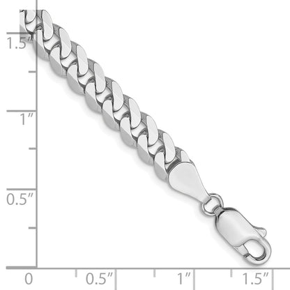 8 Inch 14K White Gold 5.75mm Flat Beveled Curb Chain Bracelet