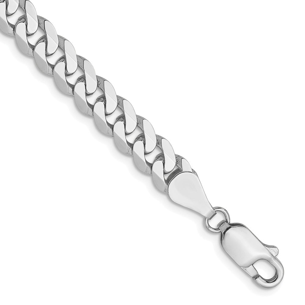 8 Inch 14K White Gold 5.75mm Flat Beveled Curb Chain Bracelet