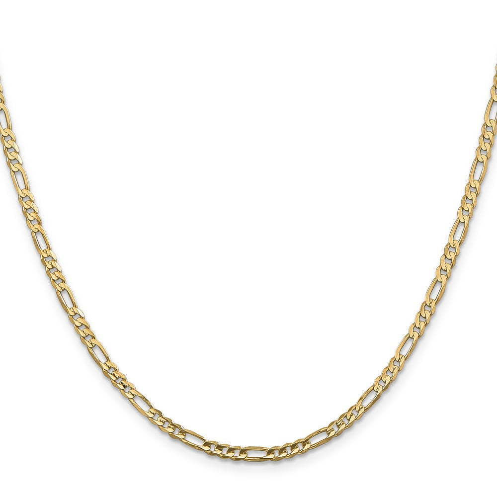 18 Inch 14K Yellow Gold 3mm Concave Open Figaro Chain Necklace