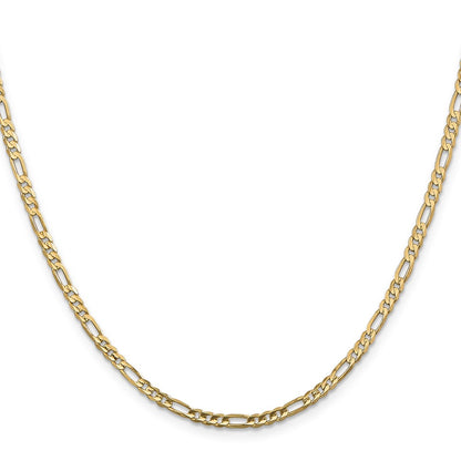 22 Inch 14K Yellow Gold 3mm Concave Open Figaro Chain Necklace