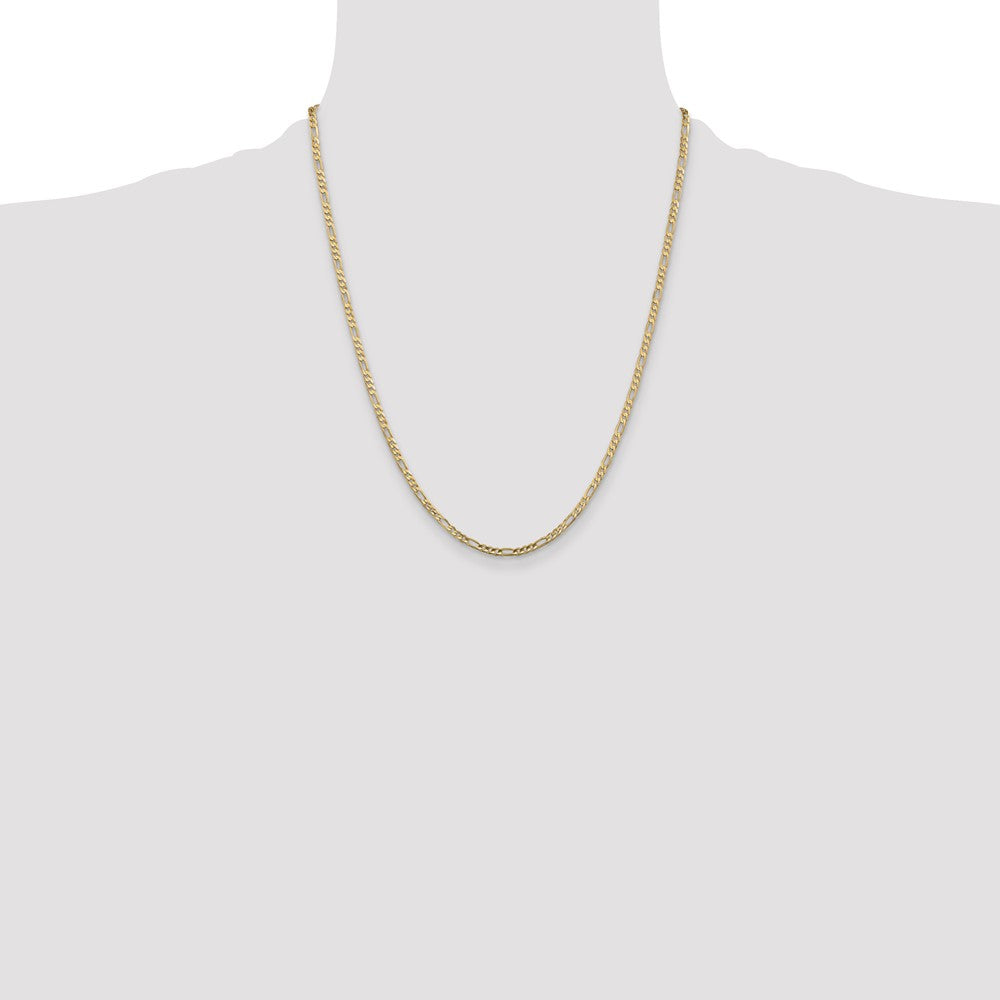 22 Inch 14K Yellow Gold 3mm Concave Open Figaro Chain Necklace