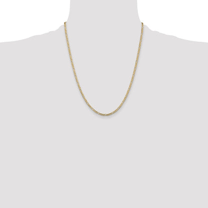 22 Inch 14K Yellow Gold 3mm Concave Open Figaro Chain Necklace