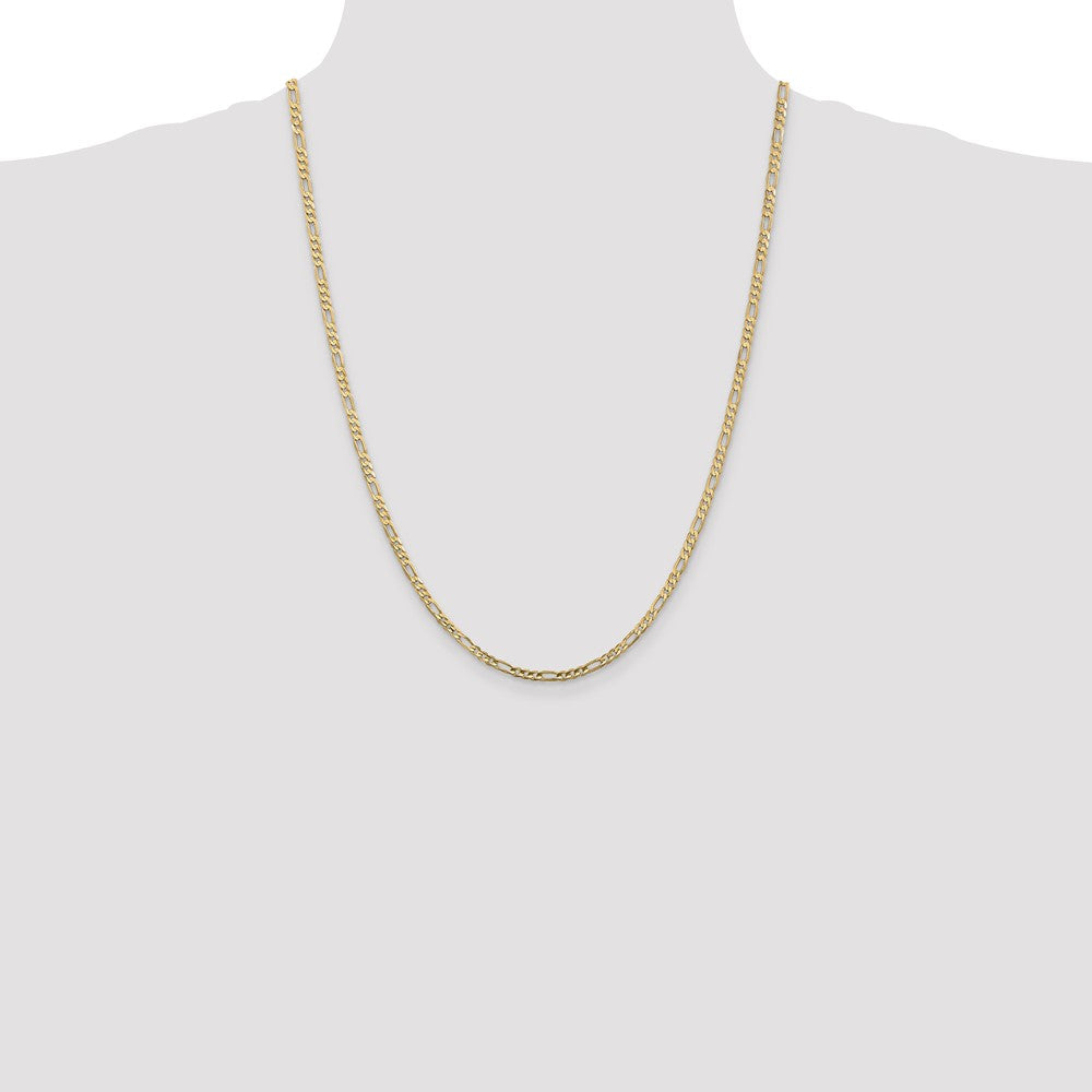 24 Inch 14K Yellow Gold 3mm Concave Open Figaro Chain Necklace