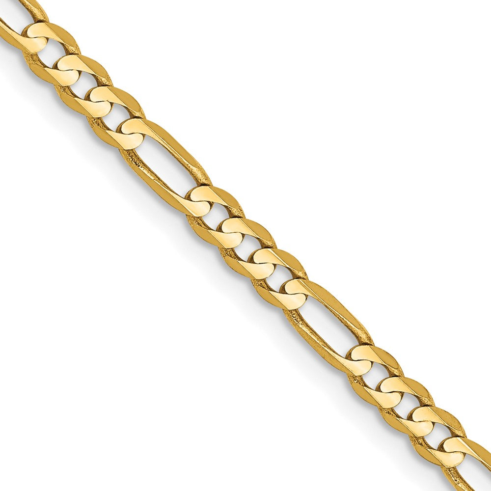 22 Inch 14K Yellow Gold 3mm Concave Open Figaro Chain Necklace
