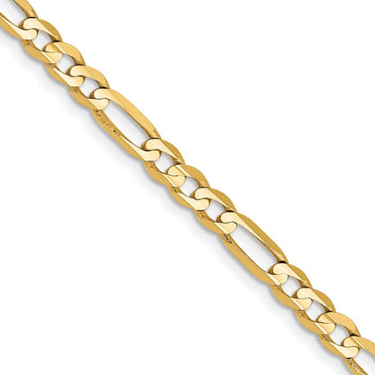 22 Inch 14K Yellow Gold 4mm Concave Open Figaro Chain Necklace