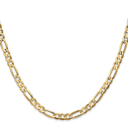 22 Inch 14K Yellow Gold 4.5mm Concave Open Figaro Chain Necklace
