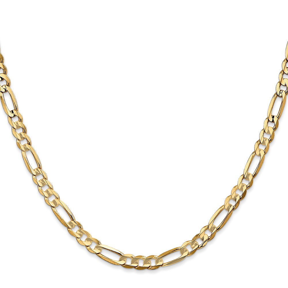 24 Inch 14K Yellow Gold 4.5mm Concave Open Figaro Chain Necklace