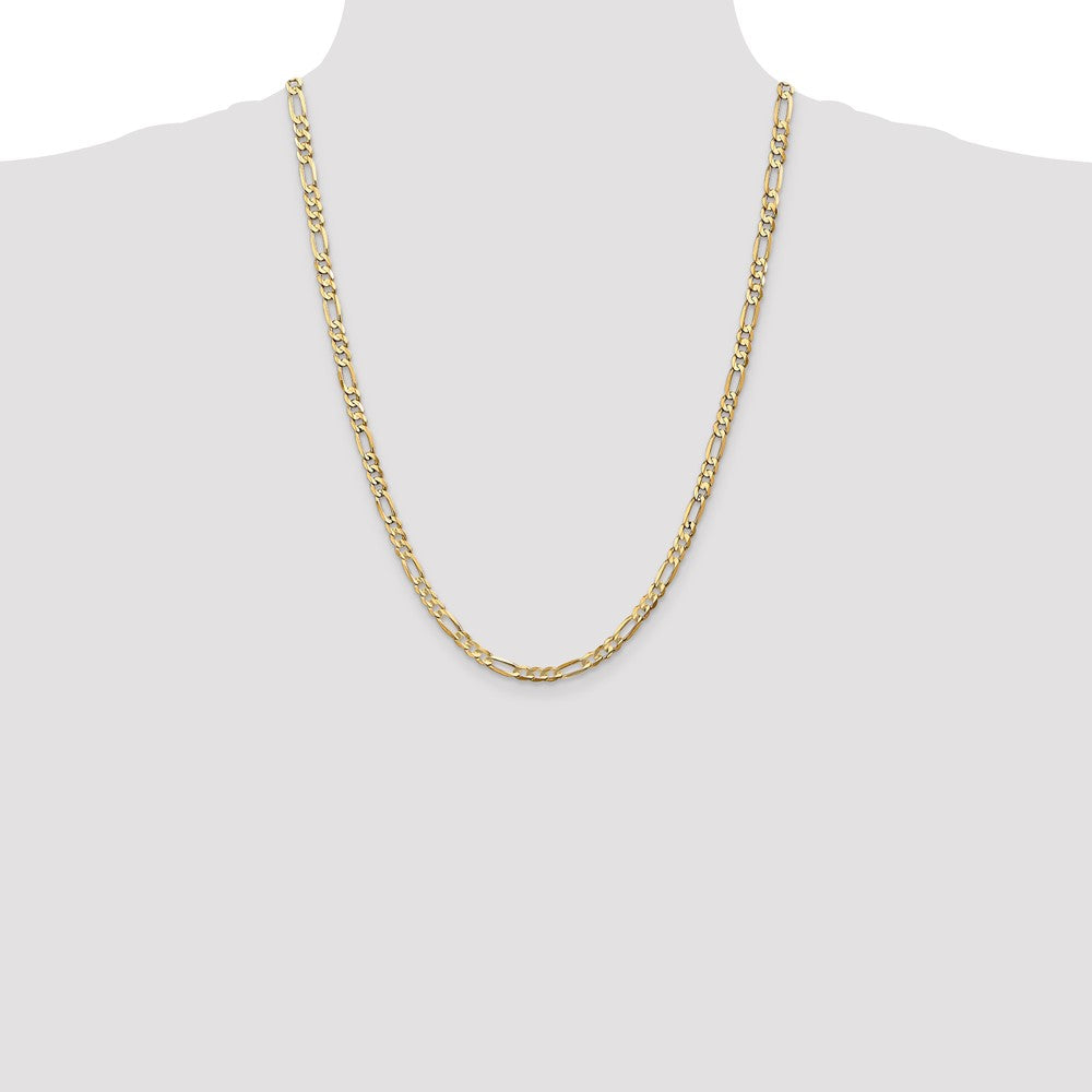 24 Inch 14K Yellow Gold 4.5mm Concave Open Figaro Chain Necklace