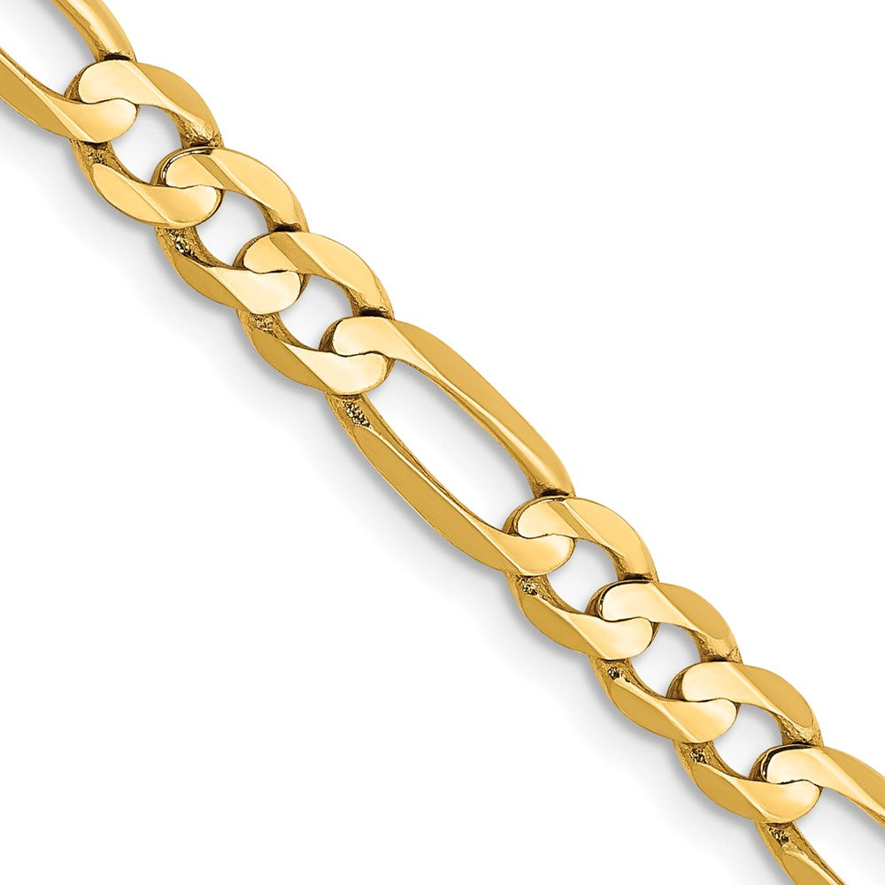 2 Inch 14K Yellow Gold 4.5mm Concave Open Figaro Chain Necklace