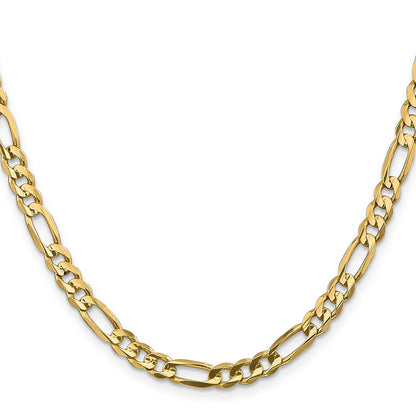 22 Inch 14K Yellow Gold 5.5mm Concave Open Figaro Chain Necklace