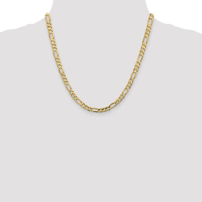 2 Inch 14K Yellow Gold 5.5mm Concave Open Figaro Chain Necklace