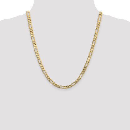 22 Inch 14K Yellow Gold 5.5mm Concave Open Figaro Chain Necklace