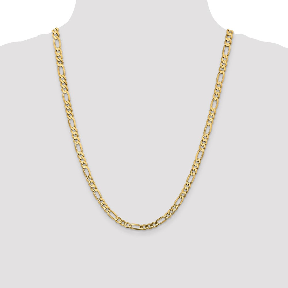 24 Inch 14K Yellow Gold 5.5mm Concave Open Figaro Chain Necklace