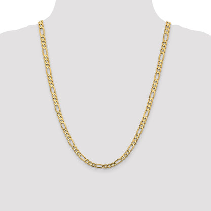 24 Inch 14K Yellow Gold 5.5mm Concave Open Figaro Chain Necklace