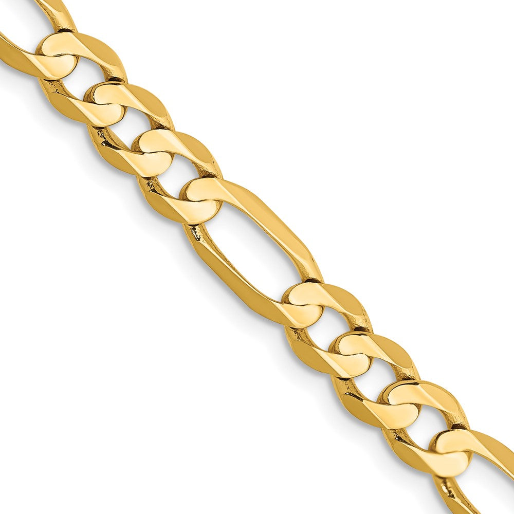 2 Inch 14K Yellow Gold 5.5mm Concave Open Figaro Chain Necklace