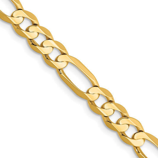 22 Inch 14K Yellow Gold 5.5mm Concave Open Figaro Chain Necklace