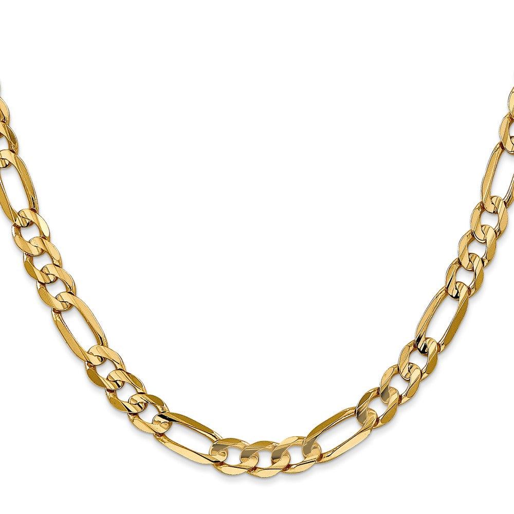 2 Inch 14K Yellow Gold 6mm Concave Open Figaro Chain Necklace
