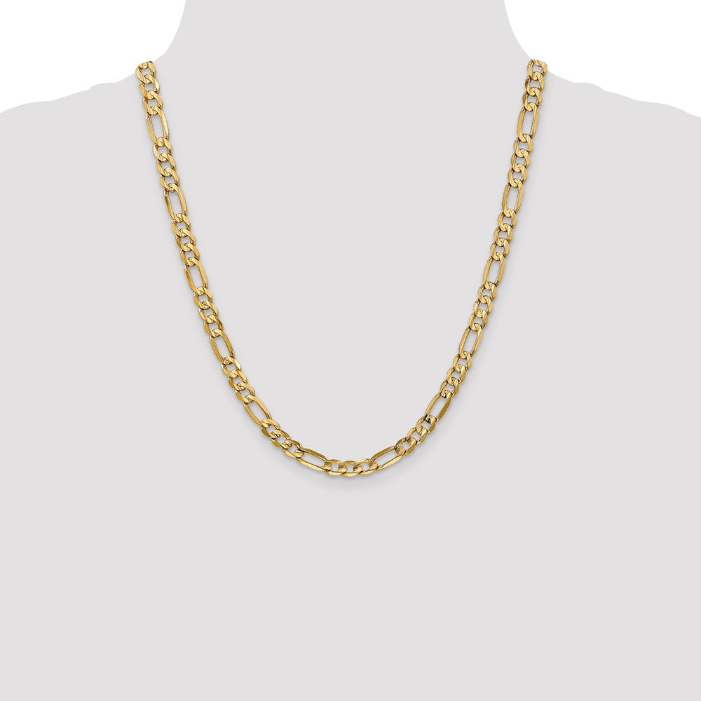 22 Inch 14K Yellow Gold 6mm Concave Open Figaro Chain Necklace