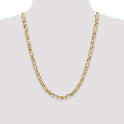 24 Inch 14K Yellow Gold 6mm Concave Open Figaro Chain Necklace