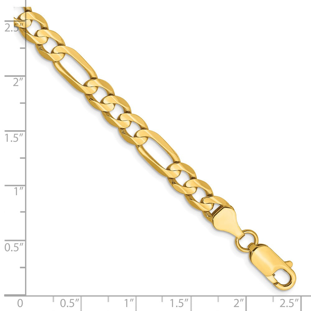 7 Inch 14K Yellow Gold 6mm Concave Open Figaro Chain Bracelet