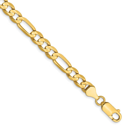 9 Inch 14K Yellow Gold 6mm Concave Open Figaro Chain Bracelet
