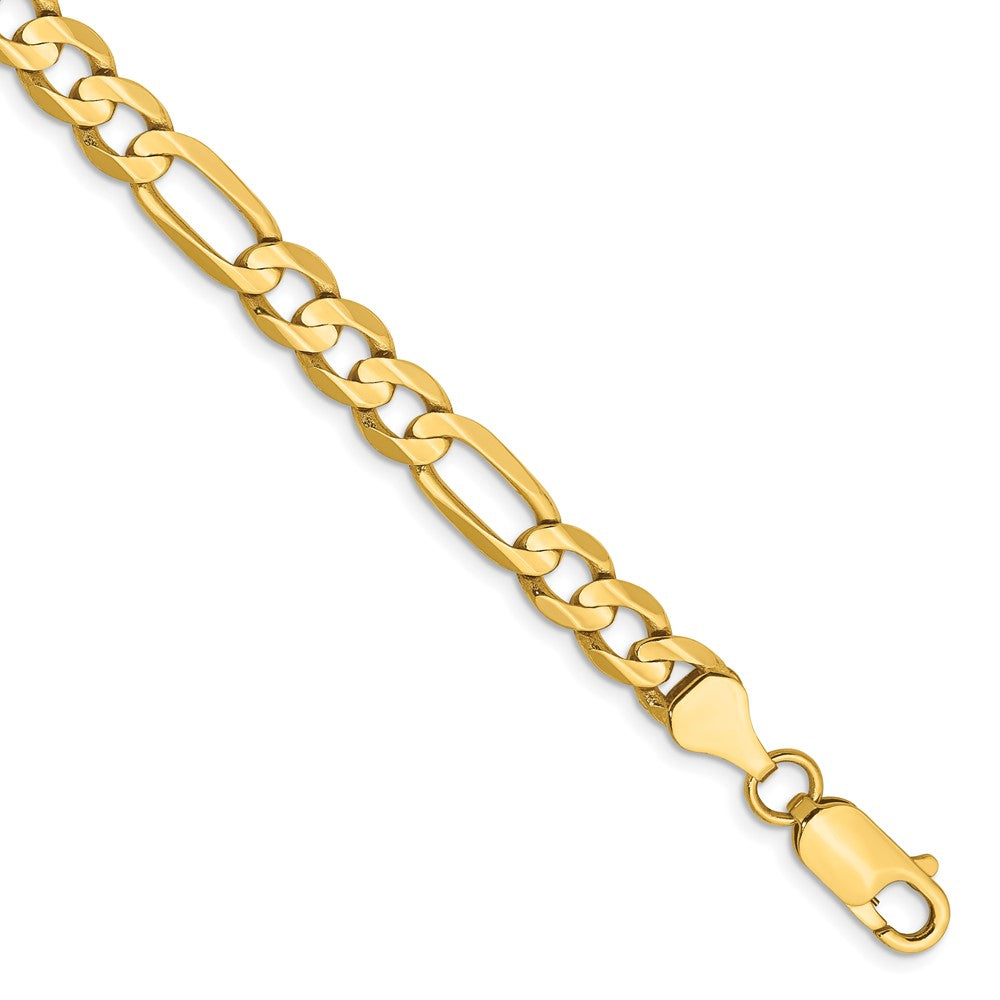 8 Inch 14K Yellow Gold 6mm Concave Open Figaro Chain Bracelet