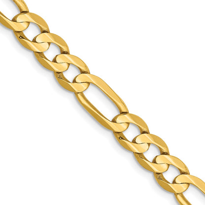 2 Inch 14K Yellow Gold 6mm Concave Open Figaro Chain Necklace