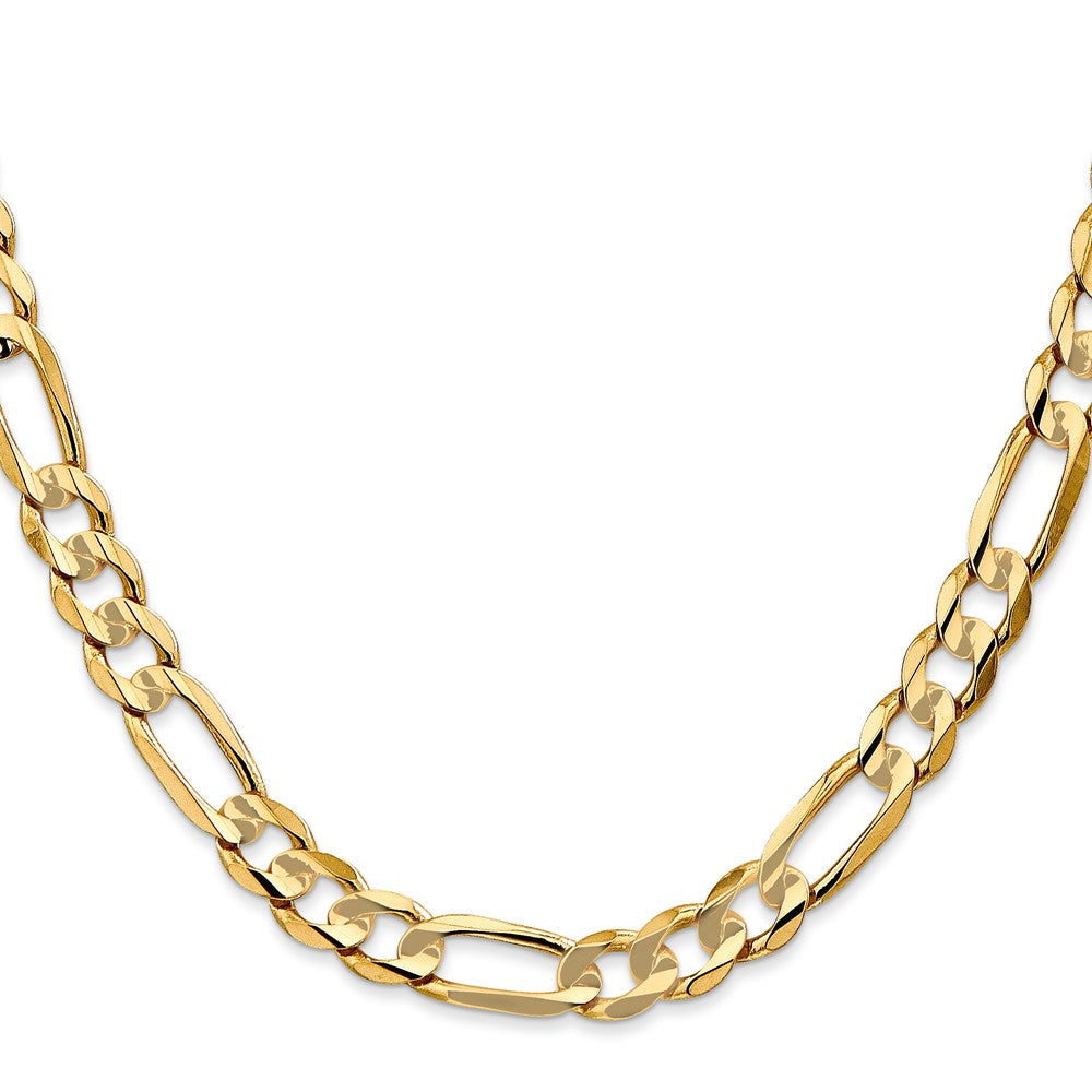 2 Inch 14K Yellow Gold 6.75mm Concave Open Figaro Chain Necklace