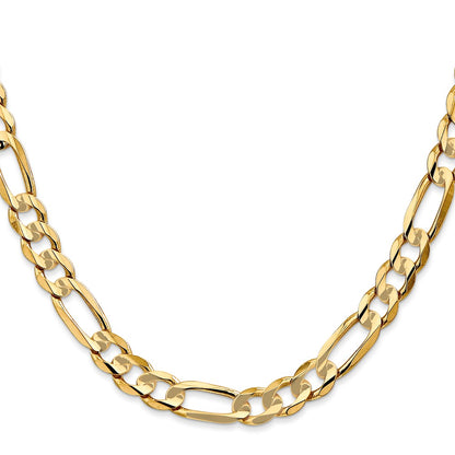 24 Inch 14K Yellow Gold 6.75mm Concave Open Figaro Chain Necklace