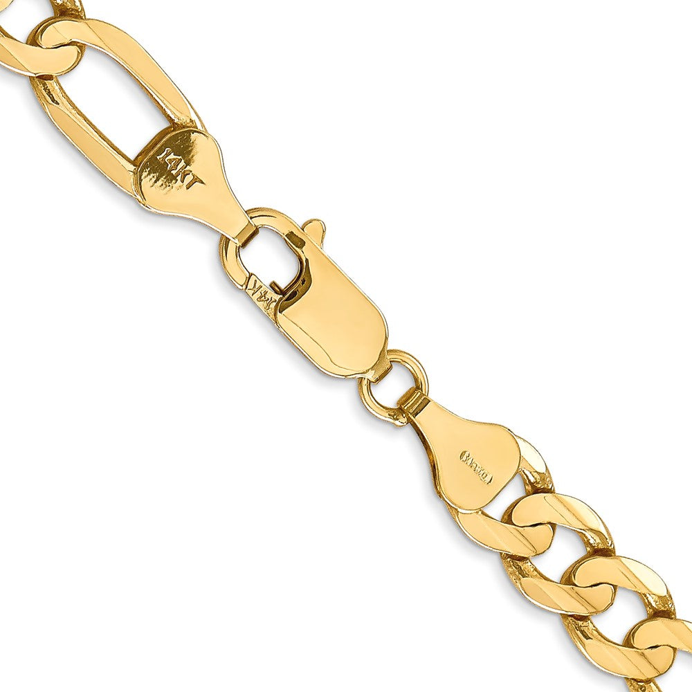 22 Inch 14K Yellow Gold 6.75mm Concave Open Figaro Chain Necklace