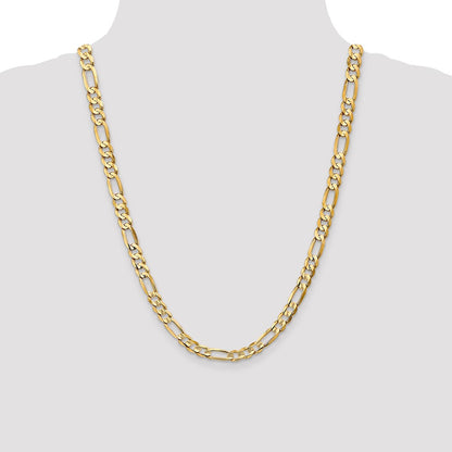 24 Inch 14K Yellow Gold 6.75mm Concave Open Figaro Chain Necklace
