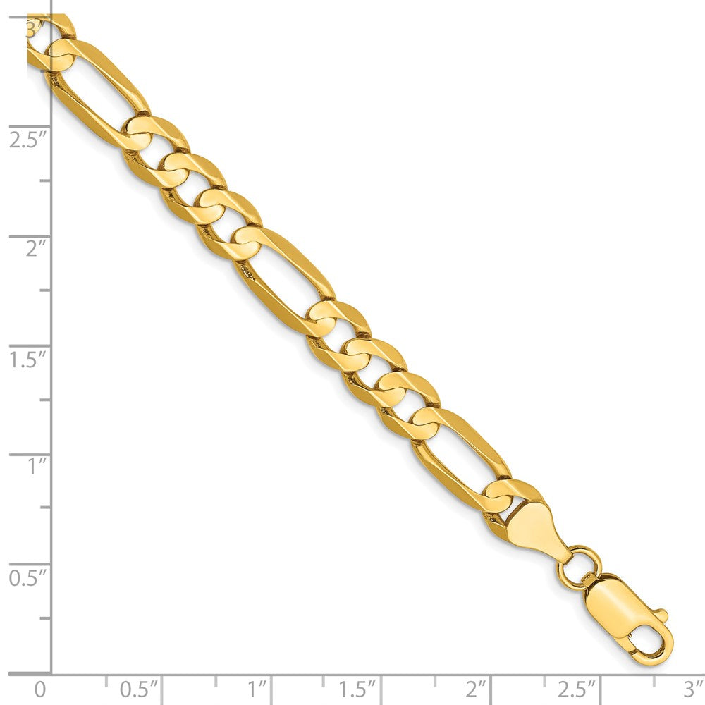 9 Inch 14K Yellow Gold 6.75mm Concave Open Figaro Chain Bracelet