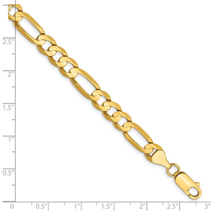 8 Inch 14K Yellow Gold 6.75mm Concave Open Figaro Chain Bracelet