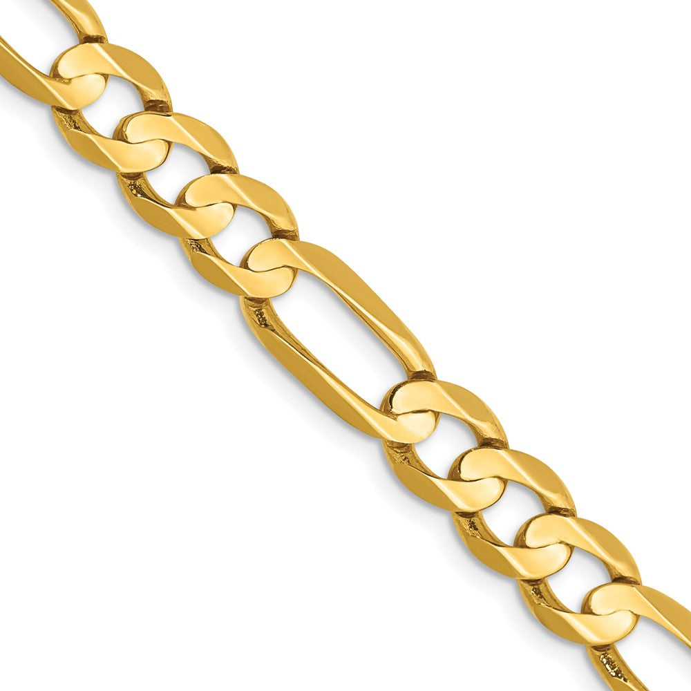22 Inch 14K Yellow Gold 6.75mm Concave Open Figaro Chain Necklace