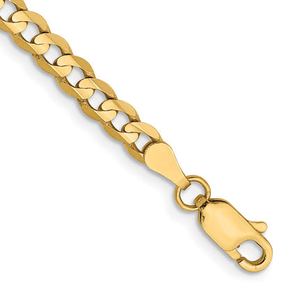 7 Inch 14K Yellow Gold 3.8mm Open Concave Curb Chain Bracelet