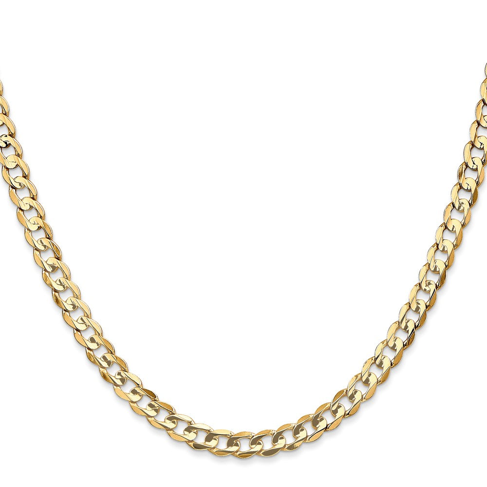 14K Yellow Gold 4.5mm Open Concave Curb Chain Necklace
