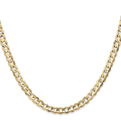 14K Yellow Gold 4.5mm Open Concave Curb Chain Necklace