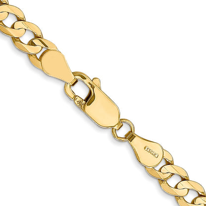 14K Yellow Gold 4.5mm Open Concave Curb Chain Necklace