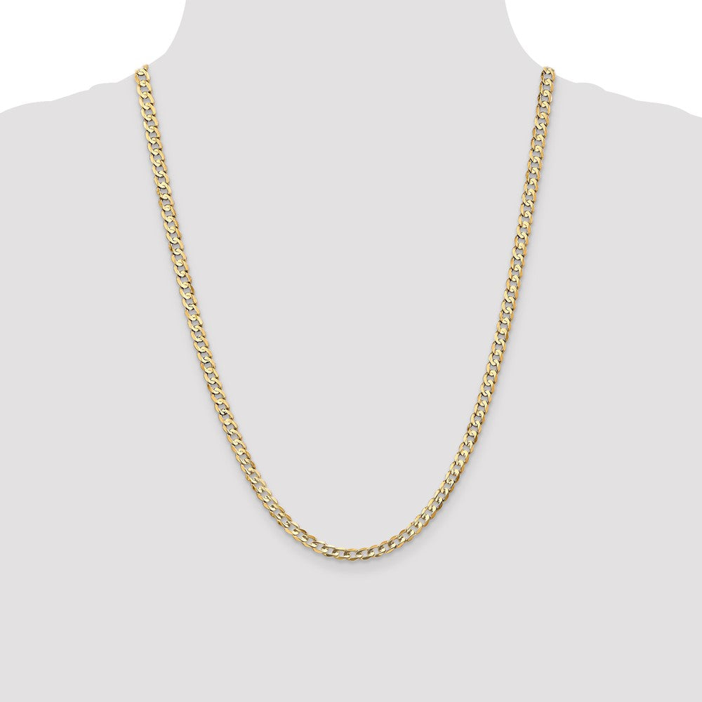 14K Yellow Gold 4.5mm Open Concave Curb Chain Necklace