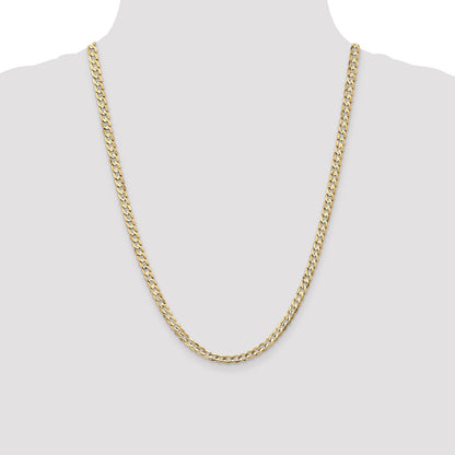14K Yellow Gold 4.5mm Open Concave Curb Chain Necklace